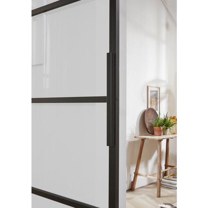 Intersteel DIY porte coulissante cubo noire avec verre dépoli 235x980x28mm avec système de suspension noir basic top
