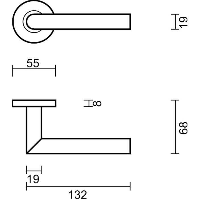 HDD  Zwarte deurklinken 'I Shape 19mm klasse 3'