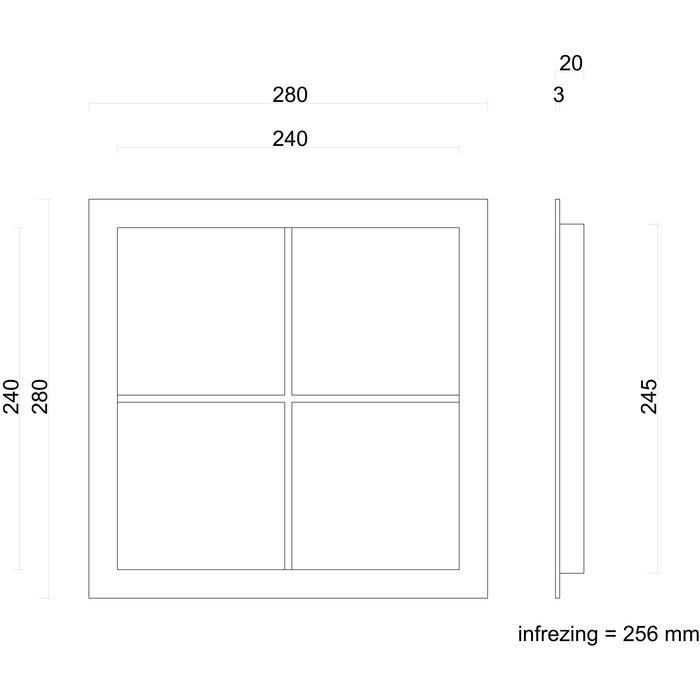 HDD Square porthole retro 245mm carbon look