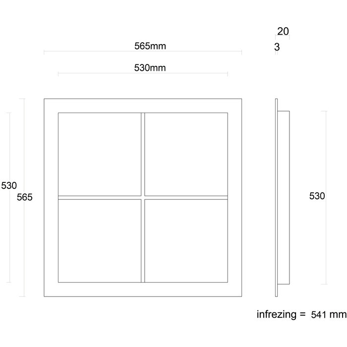 HDD Square porthole retro 530 mm black