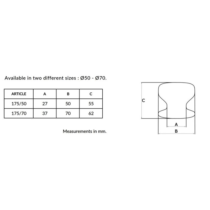 Saguatti Bouton de porte avant rond plat Ø70mm avec fixation unilatérale aluminium noir