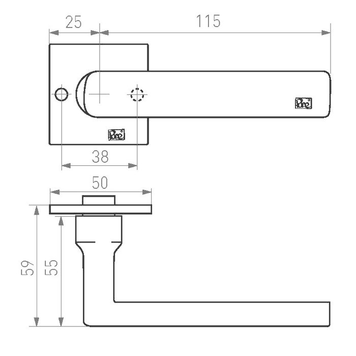 Dauby Pair of door handles PH1930 /QU aged iron-black(VO)