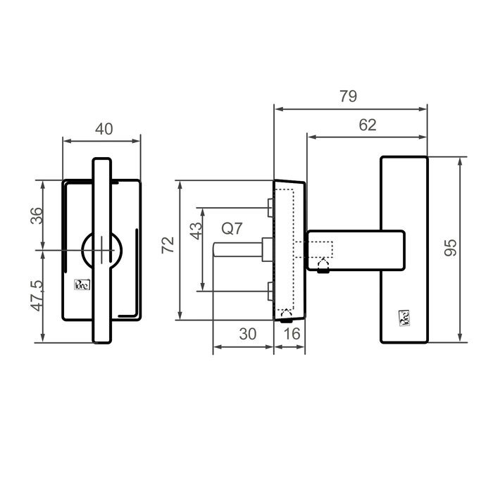 Dauby Stuk raamklink PH2017/ 32Q verouderd ijzer – zwart (VO)