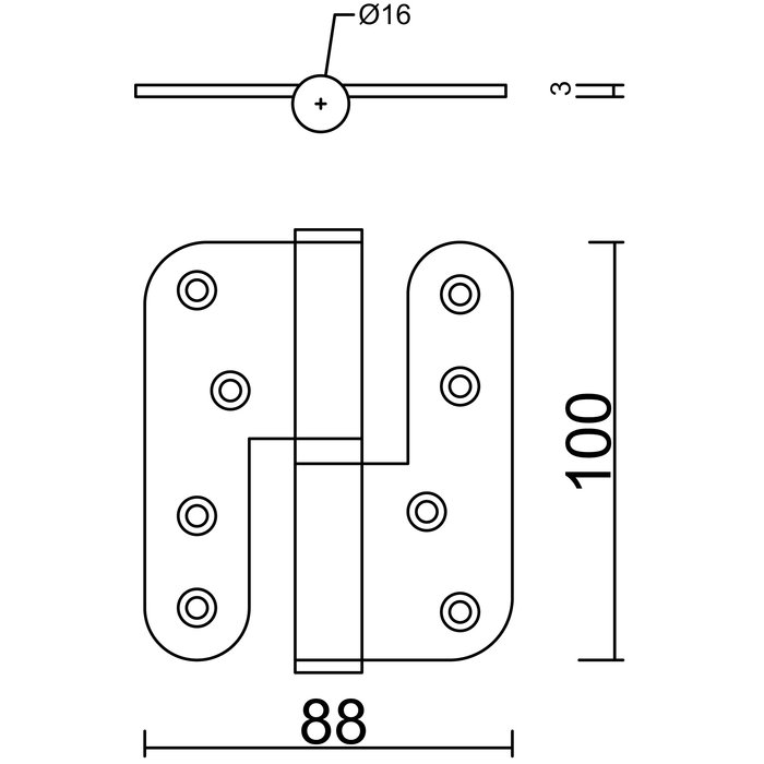 HDD Schwarzes Festplattenscharnier 100 x 88 x 3,5 mm