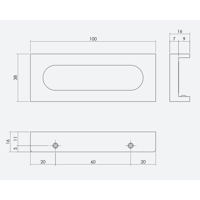 Intersteel Black sliding door bowl for aluminum sliding door CUBO