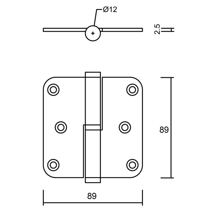 HDD Charnière noire HDD 89x89x2,5mm