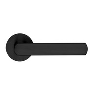 DND door handle 'Luce 4mm' black on round sprung rosette of 4mm
