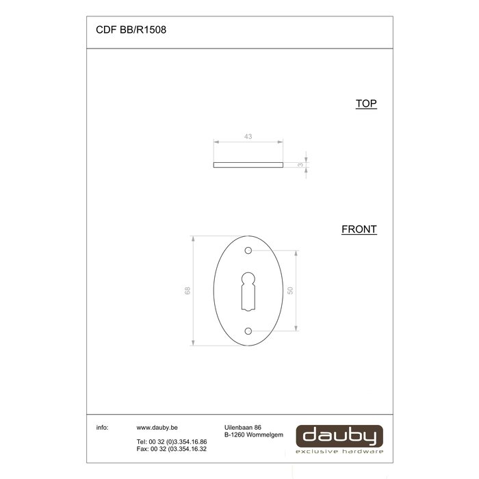 Dauby Pair of key plates black for CDF door handle BE1212/R1508