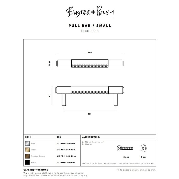Buster+Punch Brass furniture handle / small / 160mm / Buster&Punch