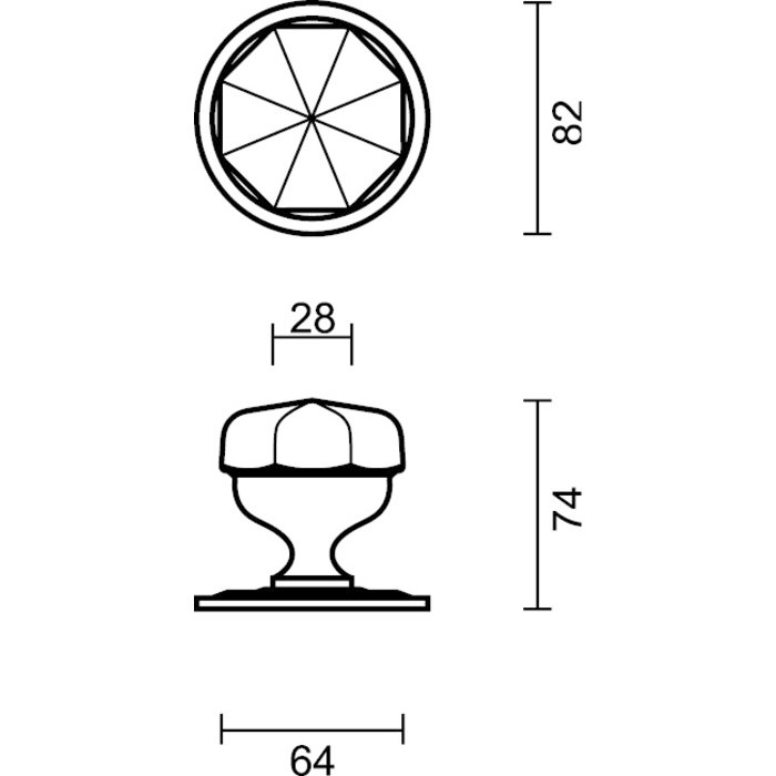 HDD Zwarte knop 'Top 804' mat zwart door-en-door bevestiging