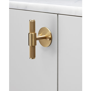 Buster+Punch Furniture handle T-BAR large rosette BUSTER & PUNCH brass