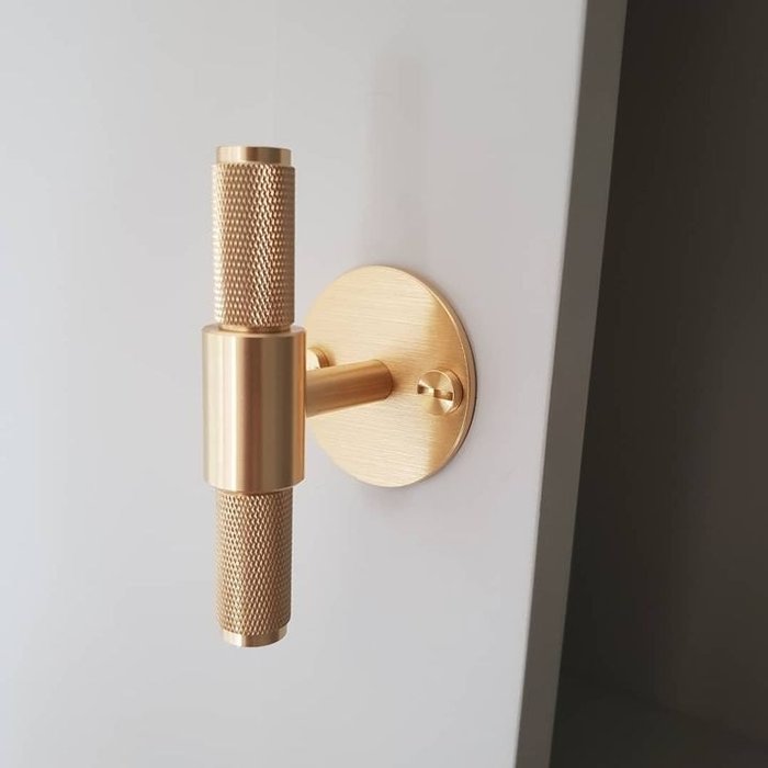 Buster+Punch Furniture handle T-BAR large rosette BUSTER & PUNCH brass