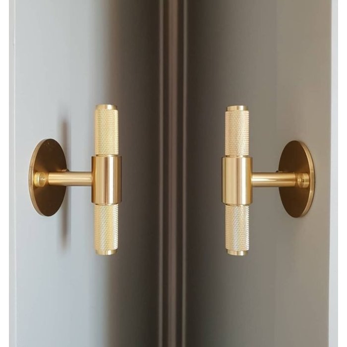 Buster+Punch Furniture handle T-BAR large rosette BUSTER & PUNCH brass