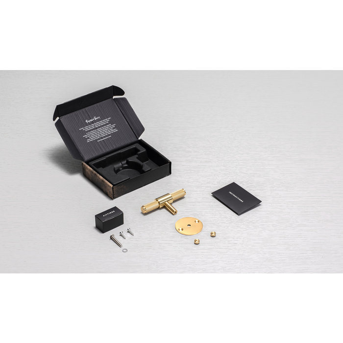 Buster+Punch Furniture handle T-BAR large rosette BUSTER & PUNCH brass