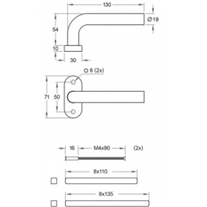 Artitec Black door handles LIDO on oval rosettes with profile cylinder plates