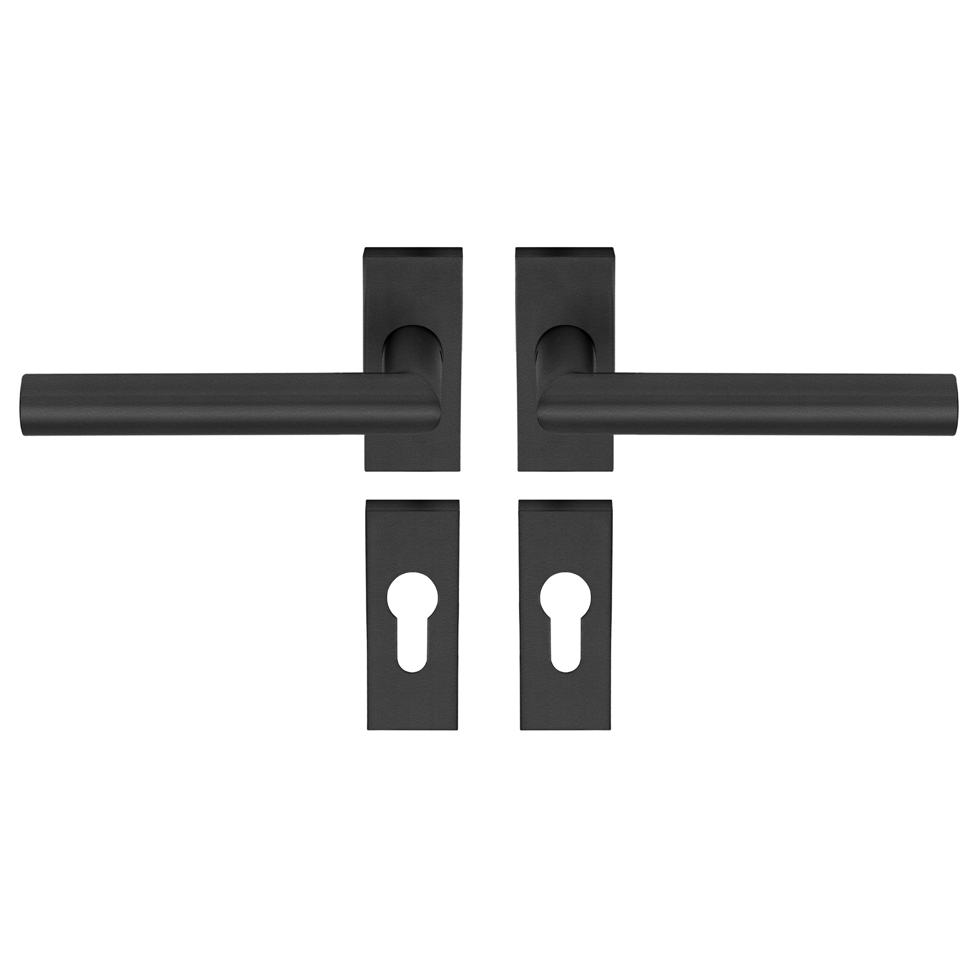 Looking for black door handles on a rectangular rosette?