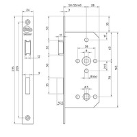 Litto project WC-slot E6 - asmaat 78mm - doorn 55 - rechte voorplaat 235x24mm