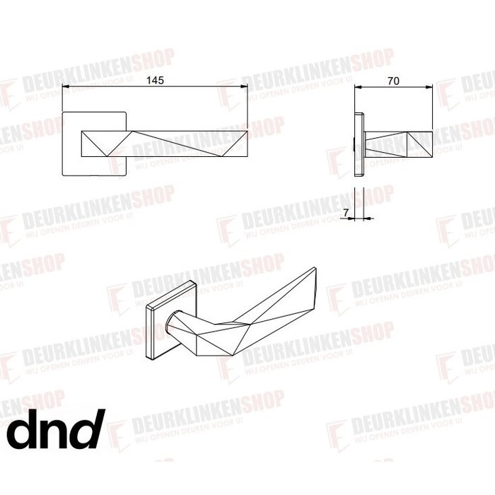 DnD Deurklinken Luxury 02 op vierkante rozetten in Graphite PVD