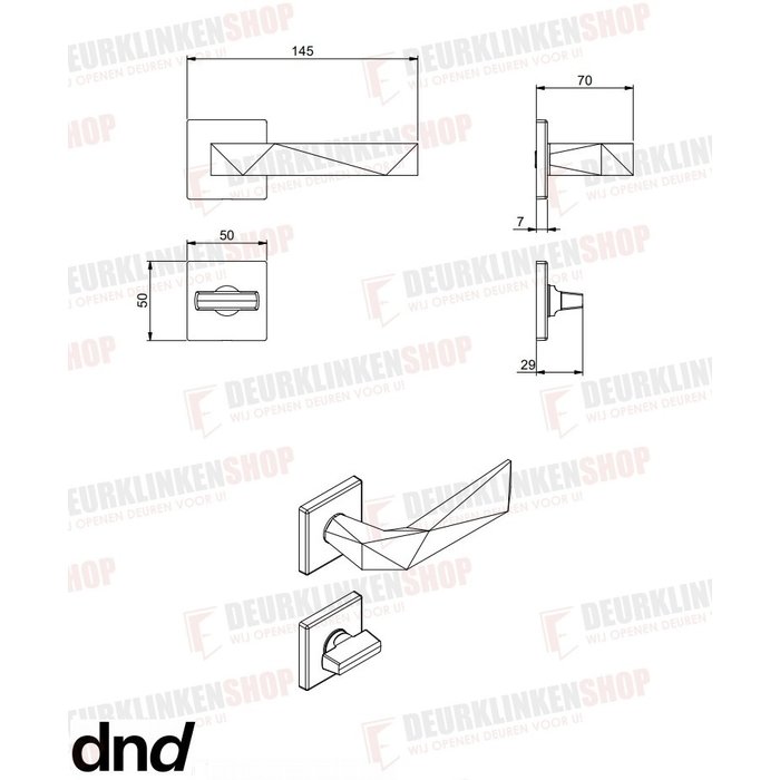 DnD Door handles Luxury 02 on square rosettes in matt bronze