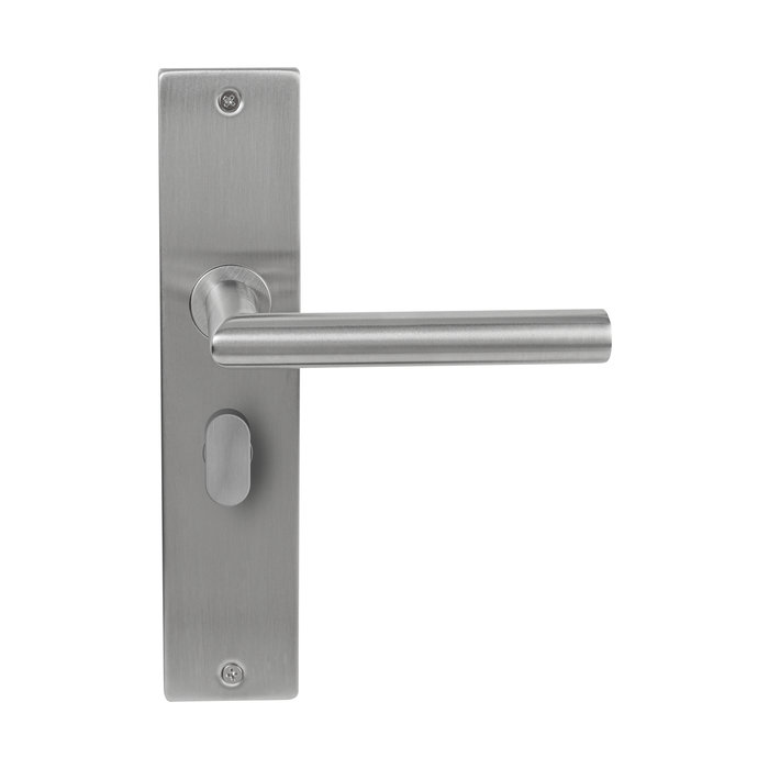 In-Door Stainless steel door handles Jersey on rectangular plate