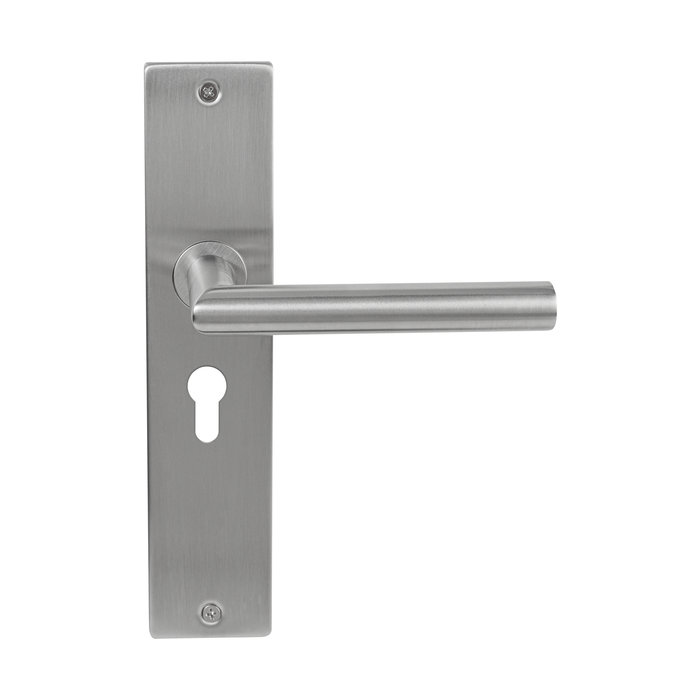 In-Door Poignées de porte en acier inoxydable Jersey sur plaque rectangulaire