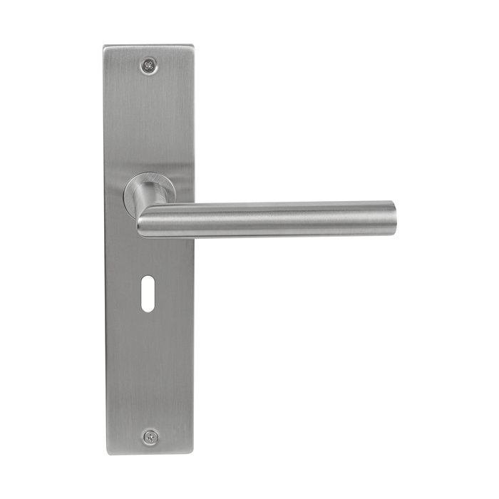 In-Door Stainless steel door handles Jersey on rectangular plate
