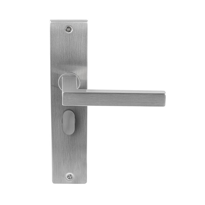 In-Door Marbella stainless steel door handle on rectangular plate