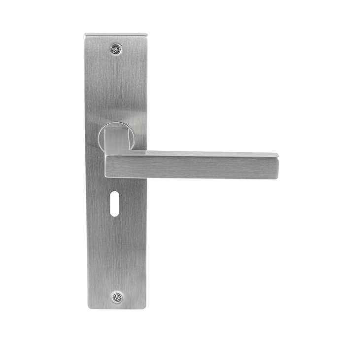 In-Door Poignée de porte Marbella en acier inoxydable sur plaque rectangulaire