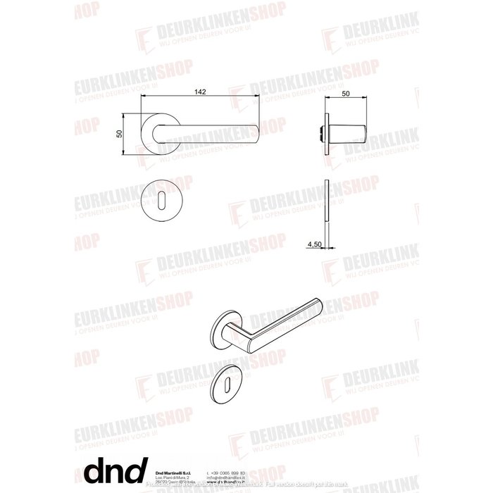 DnD Poignées de porte DnD 'Luce 4mm' noires sur rosace à ressort ronde de 4mm