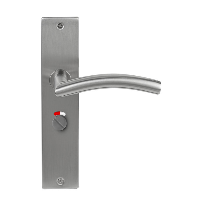 In-Door Stainless steel door handle Brasilia on rectangular shield