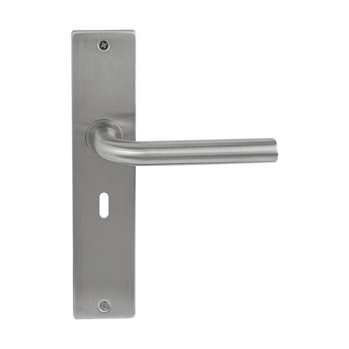 In-Door Poignée de porte en acier inoxydable Lima sur bouclier rectangulaire