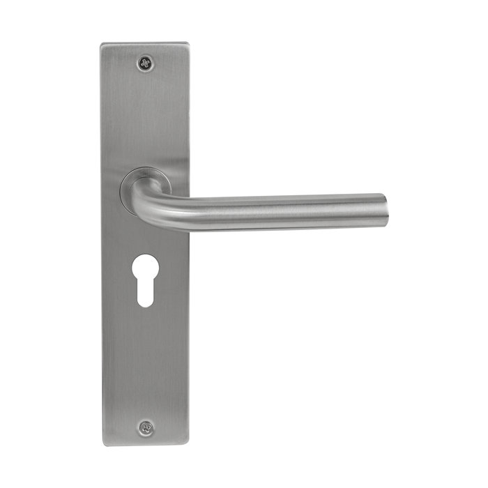 In-Door Poignée de porte en acier inoxydable Lima sur bouclier rectangulaire
