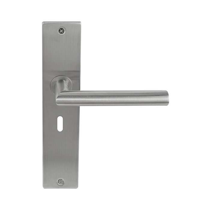 In-Door Poignée de porte en acier inoxydable Dakar sur bouclier rectangulaire