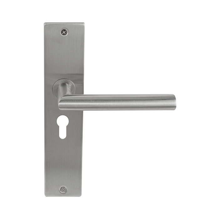 In-Door Stainless steel Door handle Dakar on rectangular shield