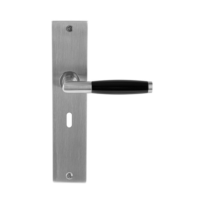 In-Door Solid stainless steel door handle Copenhagen on rectangular shield