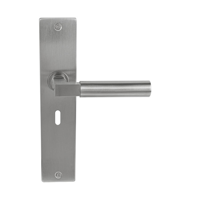 In-Door Poignée de porte en acier inoxydable massif Sofia sur bouclier rectangulaire