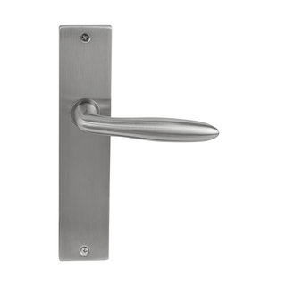 In-Door Solid stainless steel Riga door handles on blind backplate