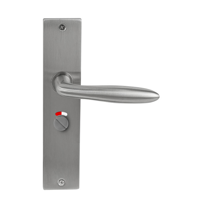 In-Door Massieve RVS deurkruk Riga op rechthoekig schild