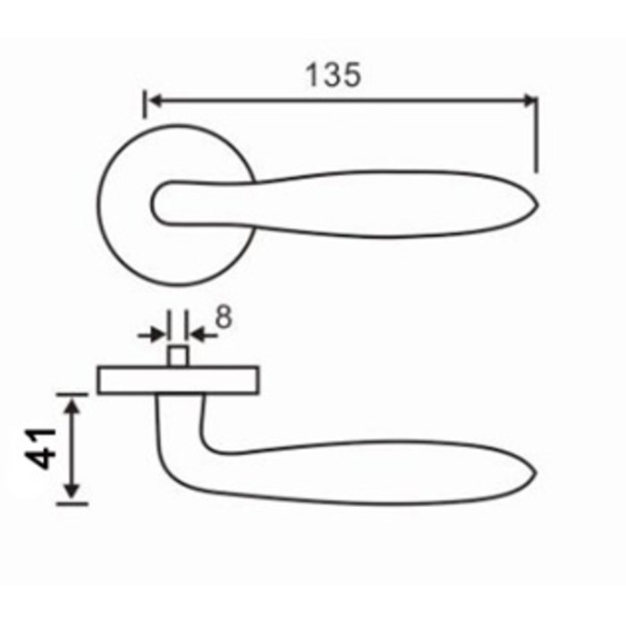 In-Door Solid stainless steel door handle Riga on rectangular shield