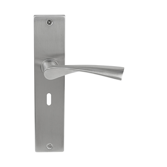 In-Door Solid stainless steel door handle Paris on rectangular blind shield