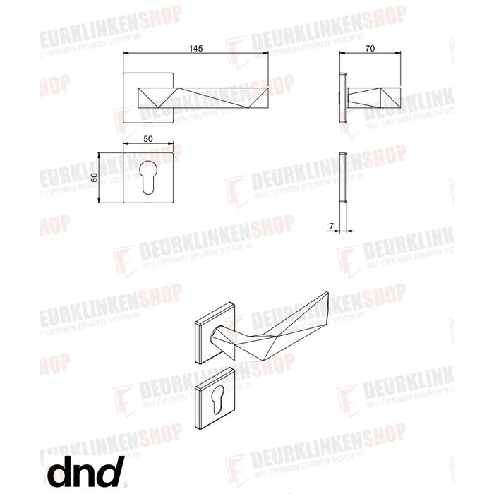 DnD Black Luxury 02 door handles on square rosette