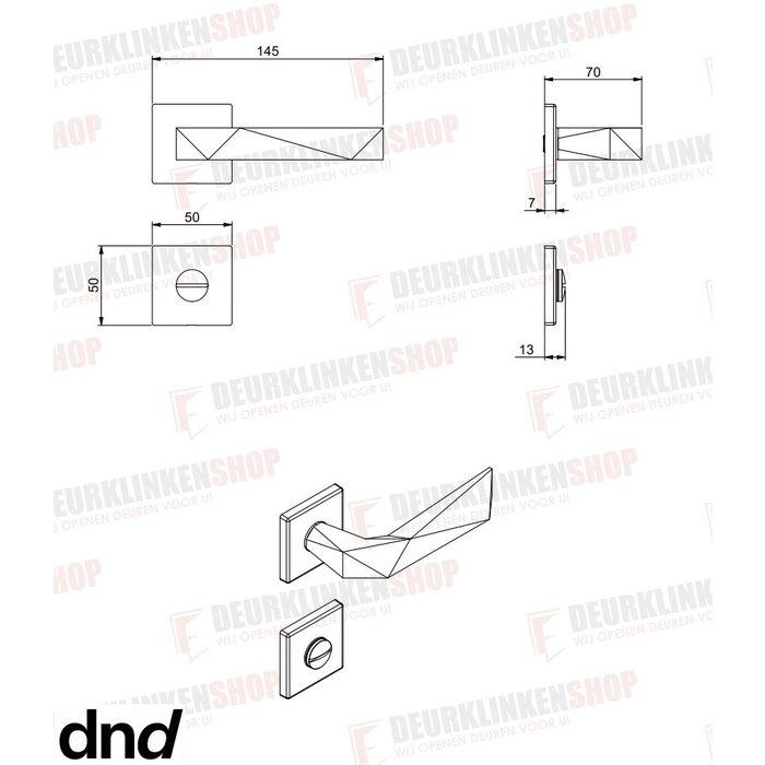 DnD Black Luxury 02 door handles on square rosette