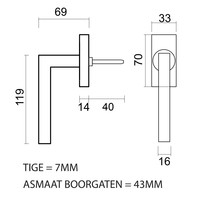 RVS Raamkruk Kubic shape inox plus 16mm