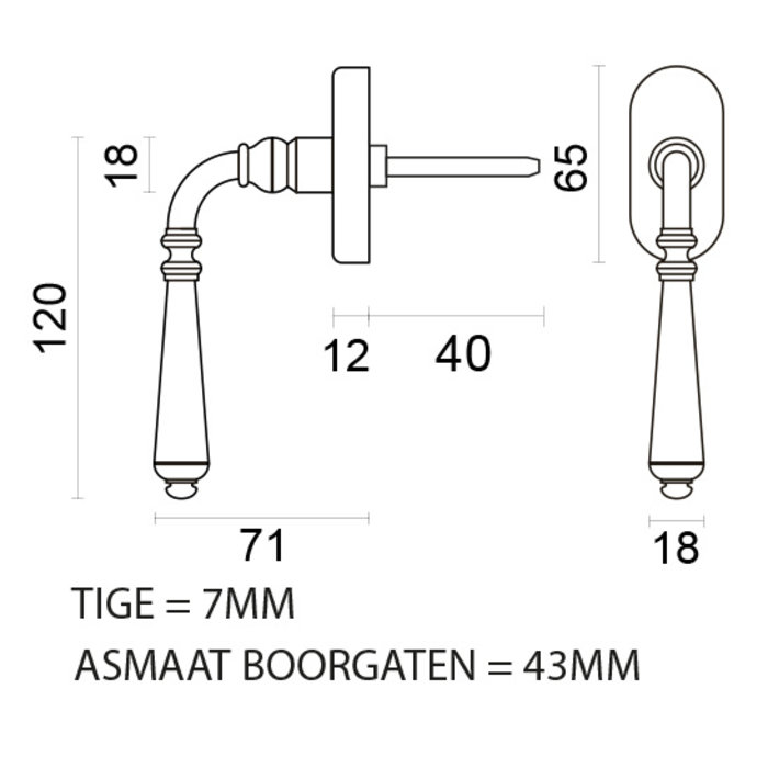 HDD Fenstergriff Elegeance DK Eisen