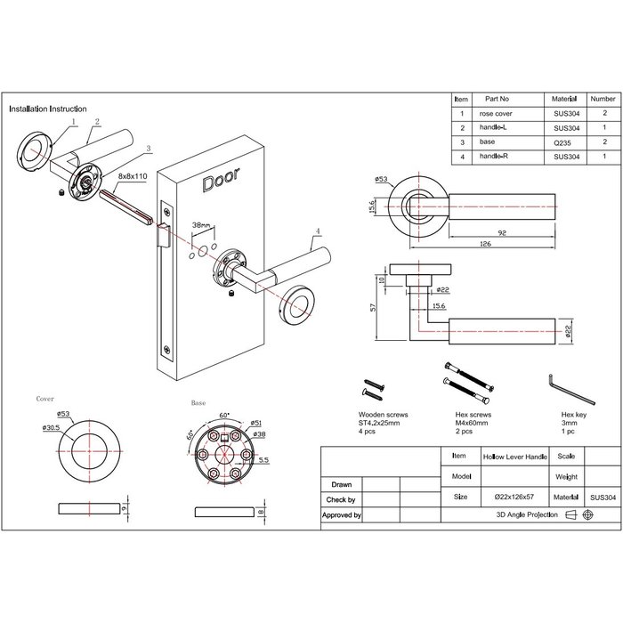 In-Door Zwarte deurklinken Sem vierkant