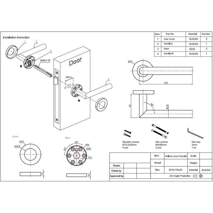 In-Door Zwarte deurklinken Jersey op vierkant rozet