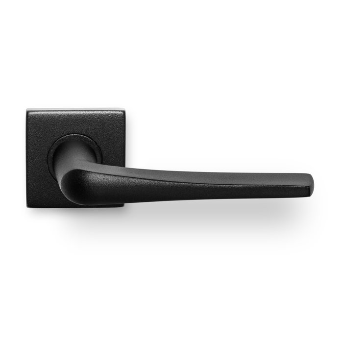 In-Door Black door handles on square rosette with textured lacquer