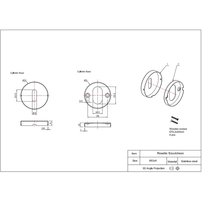 In-Door 2 round key plates stainless steel black