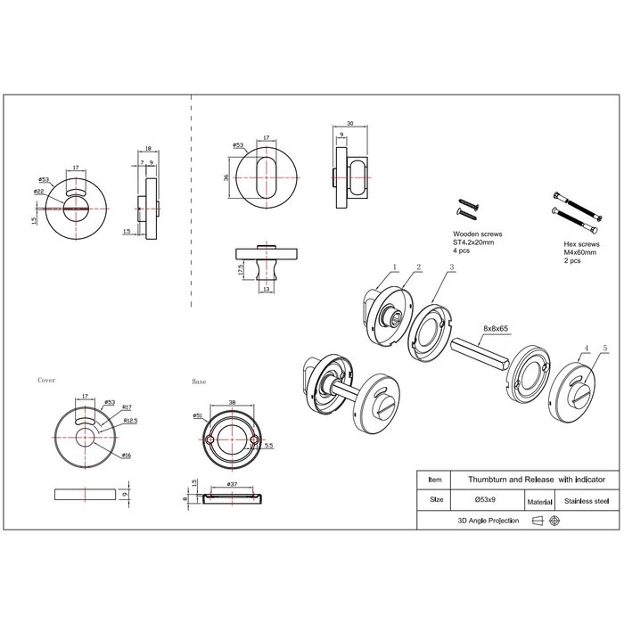 In-Door Round toilet fittings in black stainless steel