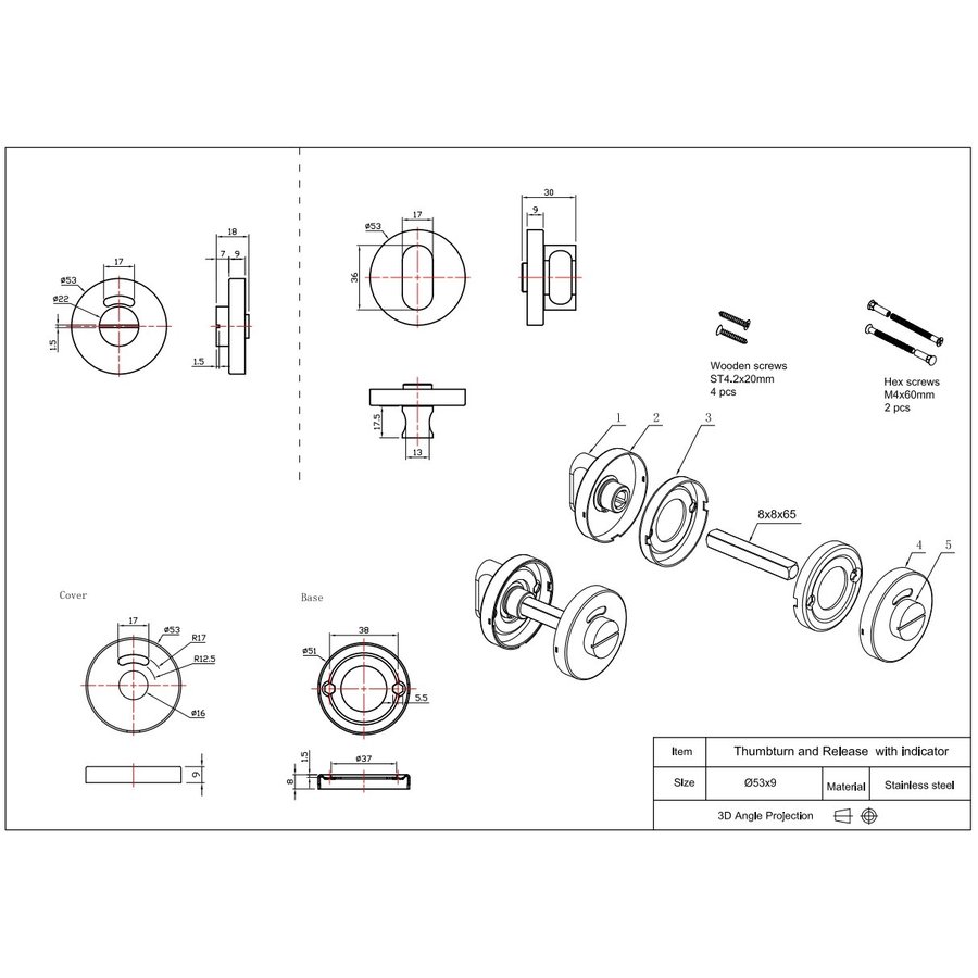 Black stainless steel toilet fittings with red and white indicator